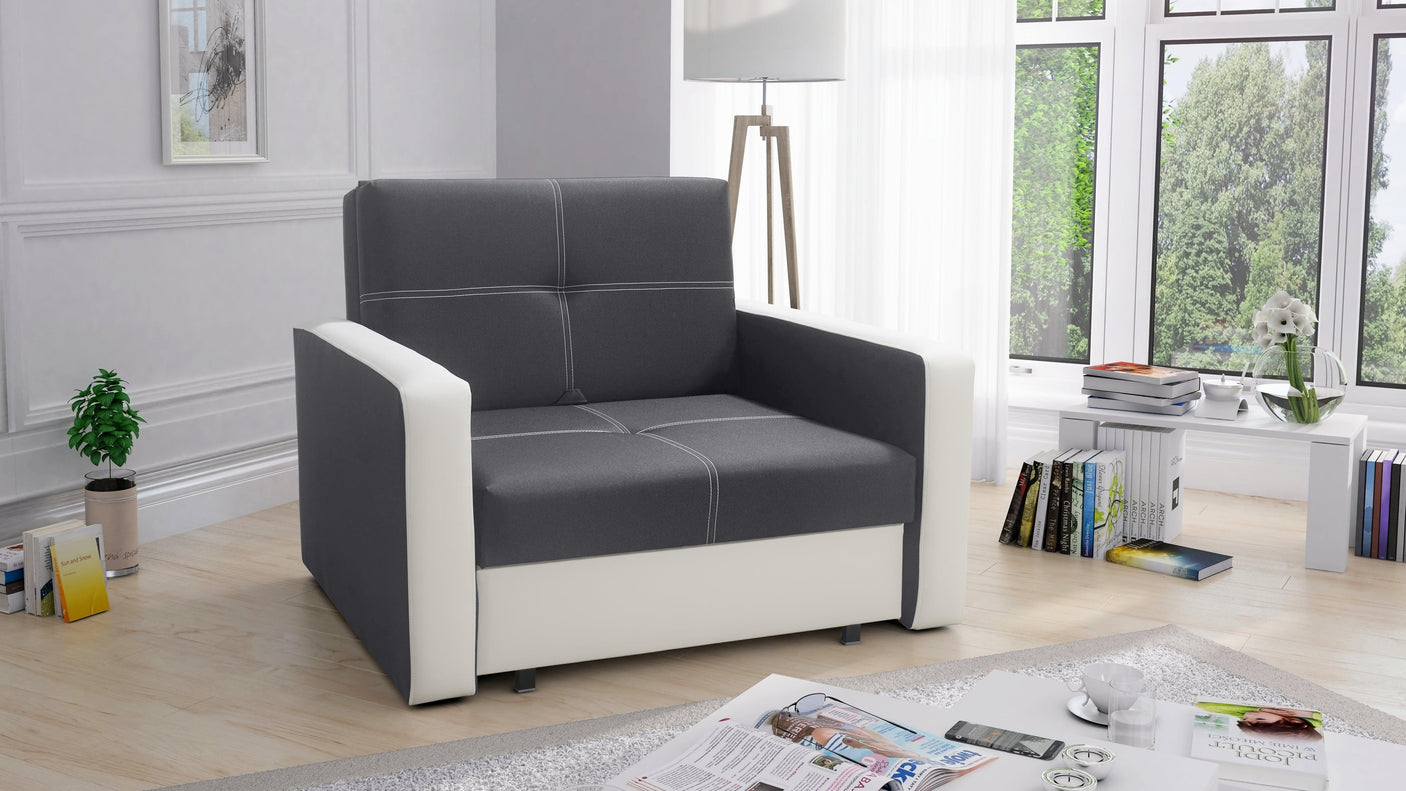 SINGLE SOFA BED BELLA I 108CM / FOAMAmerican single sofa BELLA I comfortable sleeping function made of highly flexible polyurethane foam T30 / 42 the sofa was made on a wooden skeleton automatic machine - facilitating unfolding thanks to which we can quic