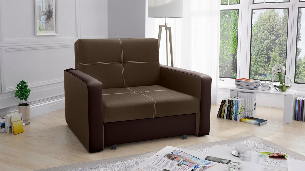 SINGLE SOFA BED BELLA I 108CM / FOAMAmerican single sofa BELLA I comfortable sleeping function made of highly flexible polyurethane foam T30 / 42 the sofa was made on a wooden skeleton automatic machine - facilitating unfolding thanks to which we can quic