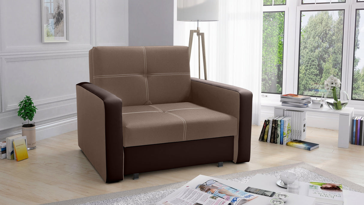 SINGLE SOFA BED BELLA I 108CM / FOAMAmerican single sofa BELLA I comfortable sleeping function made of highly flexible polyurethane foam T30 / 42 the sofa was made on a wooden skeleton automatic machine - facilitating unfolding thanks to which we can quic
