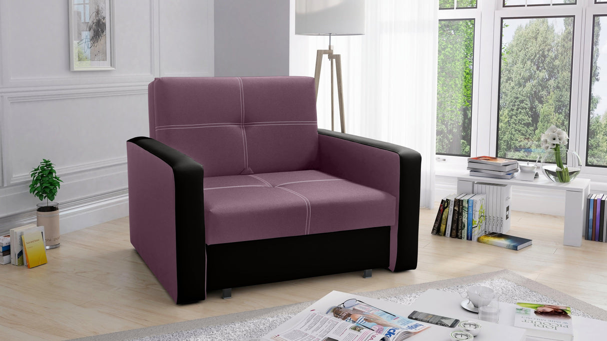 SINGLE SOFA BED BELLA I 108CM / FOAMAmerican single sofa BELLA I comfortable sleeping function made of highly flexible polyurethane foam T30 / 42 the sofa was made on a wooden skeleton automatic machine - facilitating unfolding thanks to which we can quic