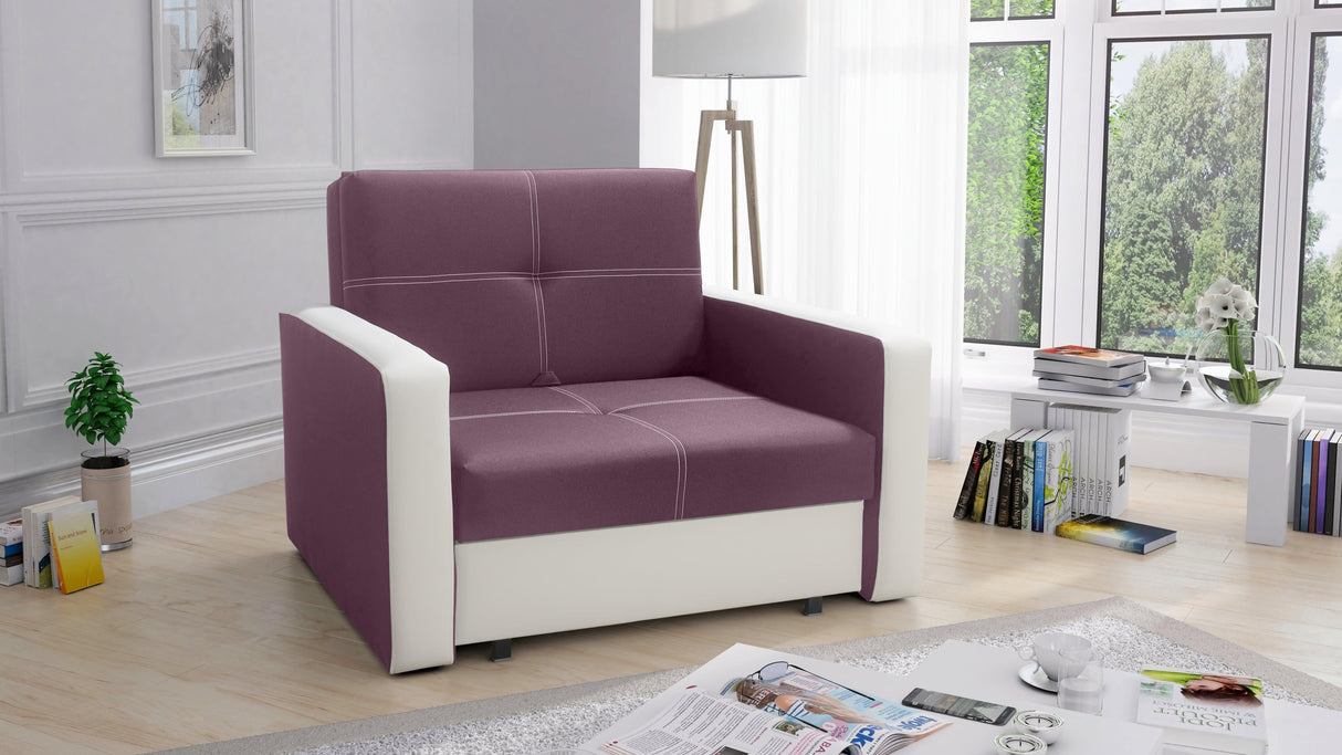 SINGLE SOFA BED BELLA I 108CM / FOAMAmerican single sofa BELLA I comfortable sleeping function made of highly flexible polyurethane foam T30 / 42 the sofa was made on a wooden skeleton automatic machine - facilitating unfolding thanks to which we can quic
