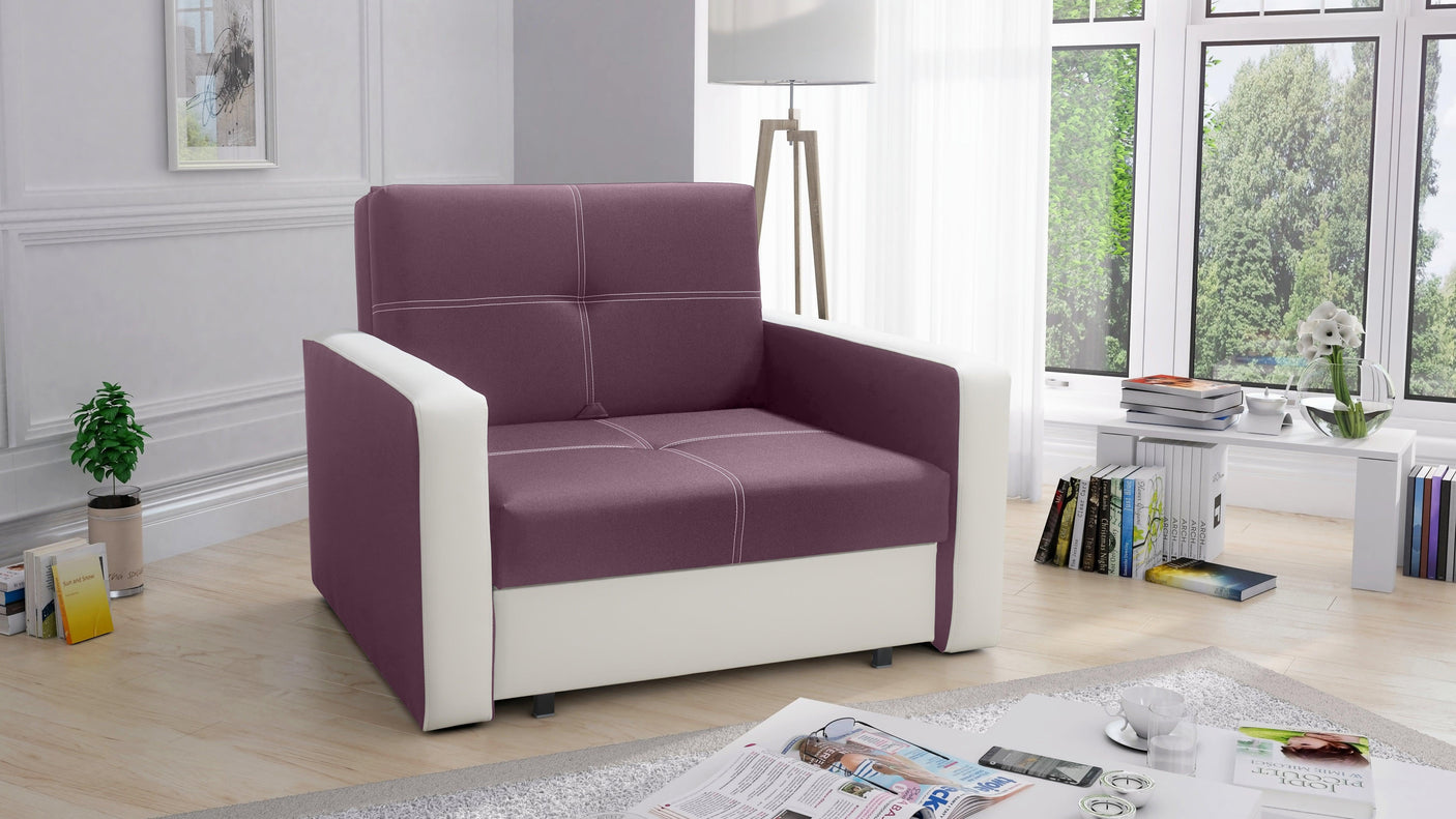 SINGLE SOFA BED BELLA I 108CM / FOAMAmerican single sofa BELLA I comfortable sleeping function made of highly flexible polyurethane foam T30 / 42 the sofa was made on a wooden skeleton automatic machine - facilitating unfolding thanks to which we can quic