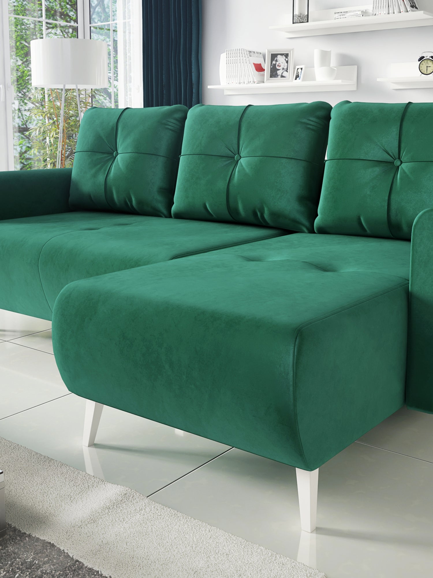 CORNER SOFA BED MONE UNIVERSAL 228cm EASY CLEAN FABRIC CHOICE OF COLOR / BONELL SPRINGS + FOAMTHIS MODEL IS UNIVERSAL WHICH MEANS YOU CAN CHOOSE CORNER SIDE DURING ASSEMBLYSpecification:- EASY CLEAN FABRIC (JASMINE AND KRONOS)- free-standing furniture uph