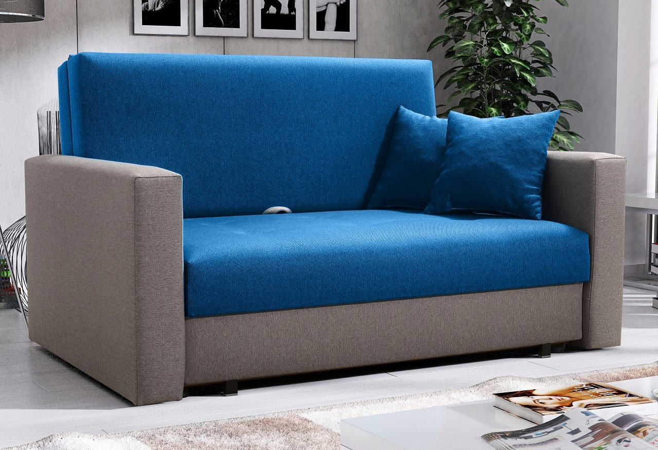 2 SEATER SOFA BED SMART II 137CM CHOICE OF COLORS / SPRINGS + FOAMDimensions :- width 137 cm- height 85 cm- depth 95 cm- area sleeping 113/195 cm(no possibility to change dimensions) +/- 3The sofa is made on a wooden skeleton, the seat uses corrugated spr