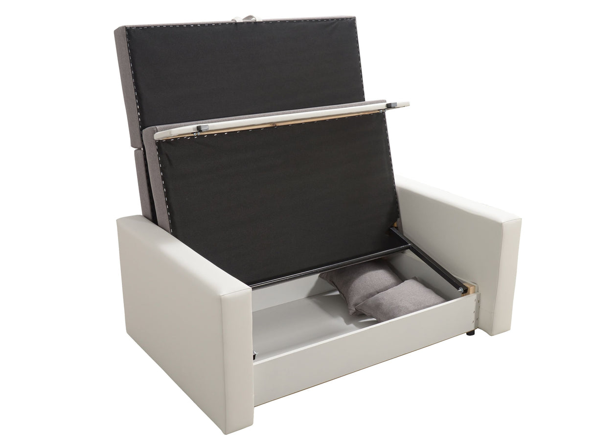 2 SEATER SOFA BED SMART II 137CM CHOICE OF COLORS / SPRINGS + FOAMDimensions :- width 137 cm- height 85 cm- depth 95 cm- area sleeping 113/195 cm(no possibility to change dimensions) +/- 3The sofa is made on a wooden skeleton, the seat uses corrugated spr