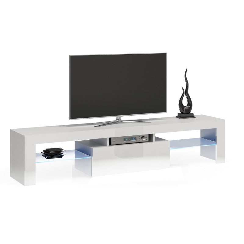 TV STAND DACO WHITE GLOSS FRONTS 160CMWHITE OR BLACK GLOSSTABLE DIMENSIONS 160CM Depth: 40 cmWidth: 160 cmHeight: 45 cmA modern tv table is a practical and elegant piece of furniture, a perfect for people who looking for functional furniture for a modern