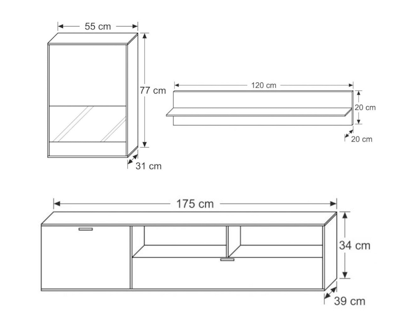 RICKO WHITE/OAKFlat packed for self-assembly with a clear and easy instructions. Modern design makes it suitable for any interior. Extras:REMOTE CONTROL 16 COLORS LED LIGHTS £20Anna Furniture